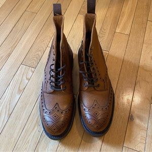 Cheaney Tweed C Boots Size 9.5 Commando Sole Almond Grain Leather New Unworn